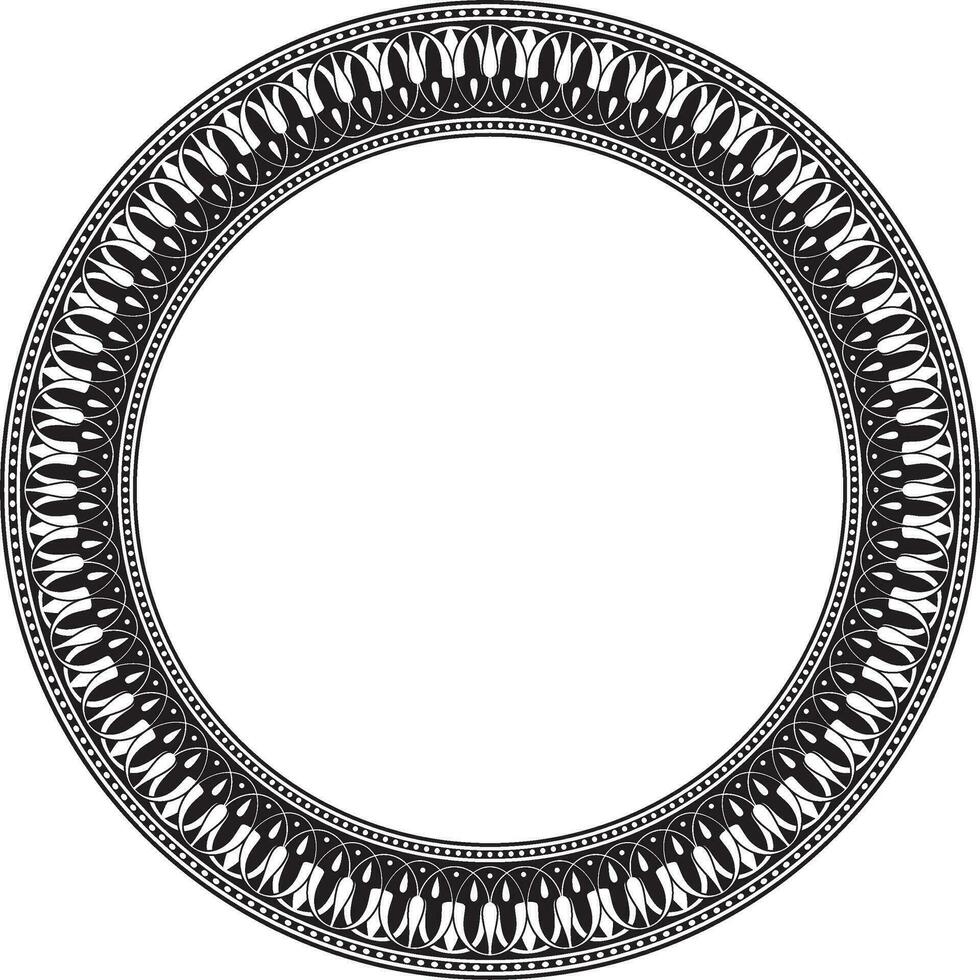 Vector black monochrome round classic greek meander ornament. Pattern, circle of Ancient Greece. Border, frame, ring of the Roman Empire