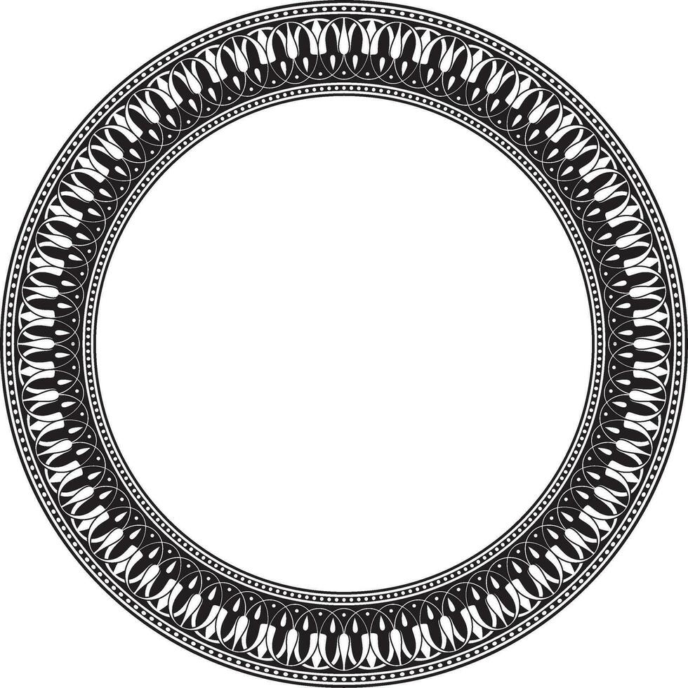 Vector black monochrome round classic greek meander ornament. Pattern, circle of Ancient Greece. Border, frame, ring of the Roman Empire