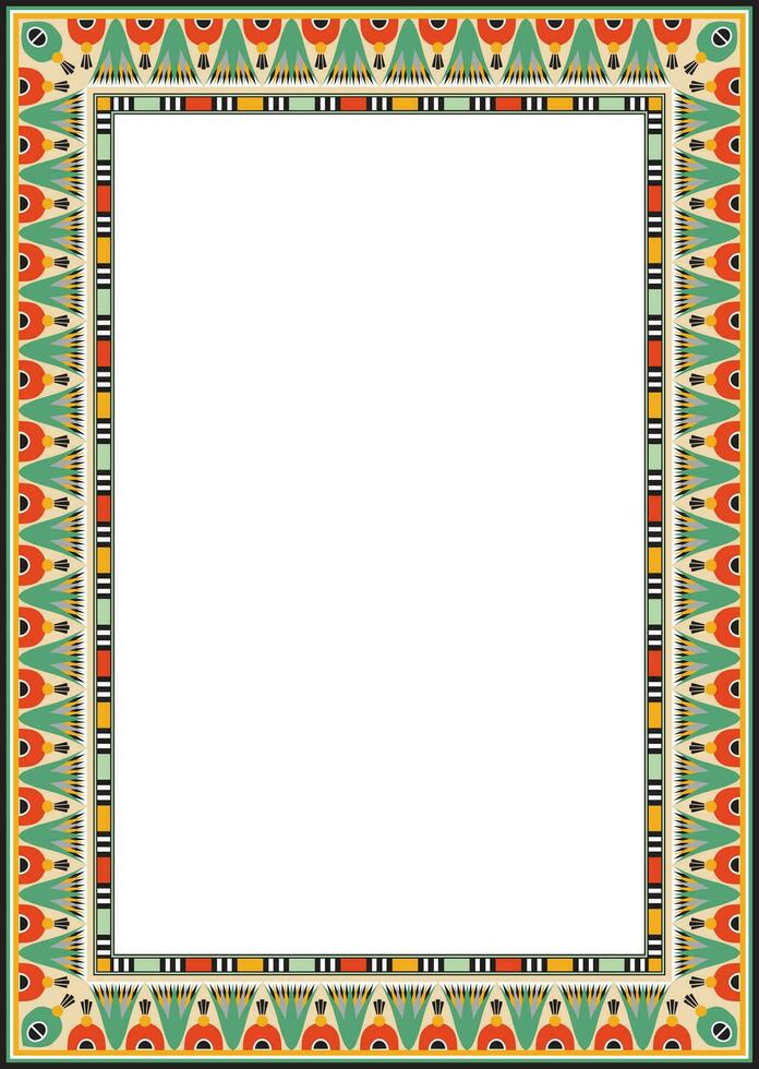 Vector colored square Egyptian ornament. Endless Rectangle, Ring of Ancient Egypt. Geometric African frame