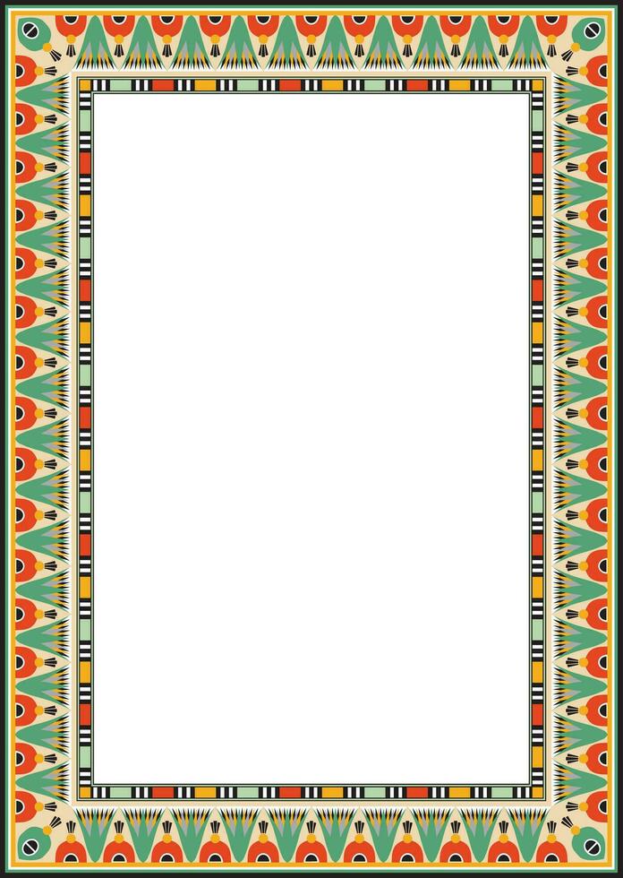 Vector colored square Egyptian ornament. Endless Rectangle, Ring of Ancient Egypt. Geometric African frame