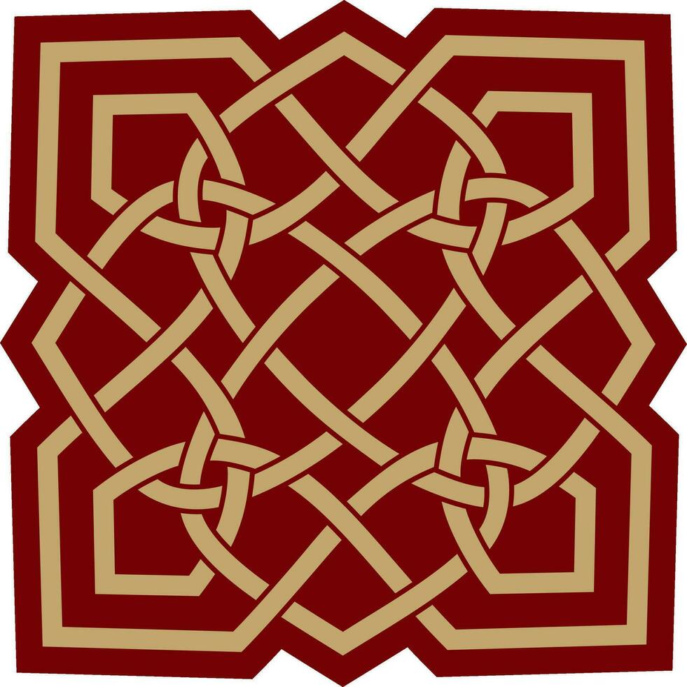 Vector gold and red celtic knot. Ornament of ancient European peoples. The sign and symbol of the Irish, Scots, Britons, Franks..
