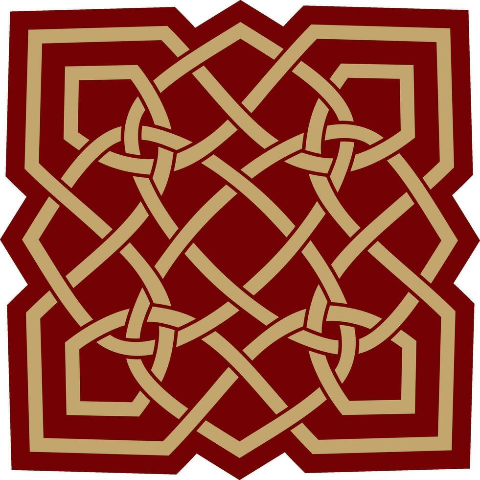 Vector gold and red celtic knot. Ornament of ancient European peoples. The sign and symbol of the Irish, Scots, Britons, Franks..