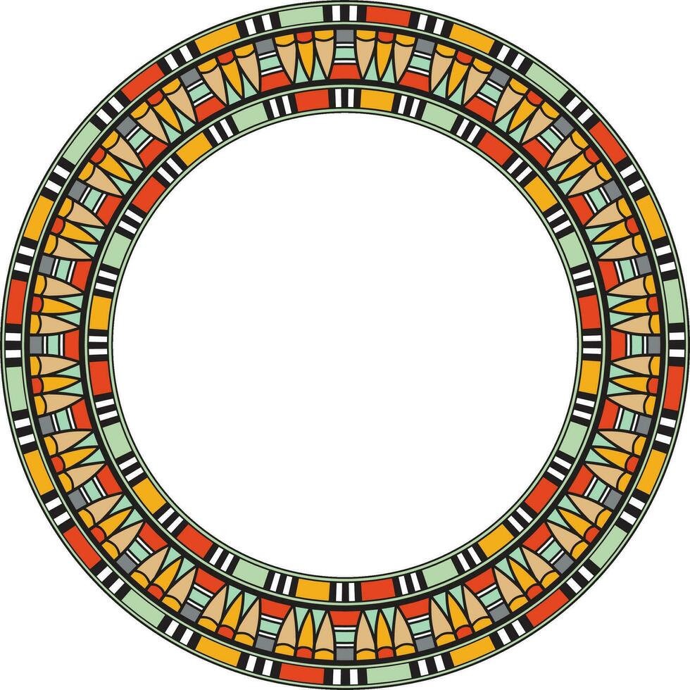 Vector colorful round Egyptian ornament. Endless Circle, Ring of Ancient Egypt. Geometric African frame