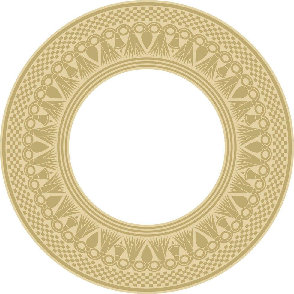 Vector golden round Egyptian ornament. Endless Circle, Ring of Ancient Egypt. Geometric African frame