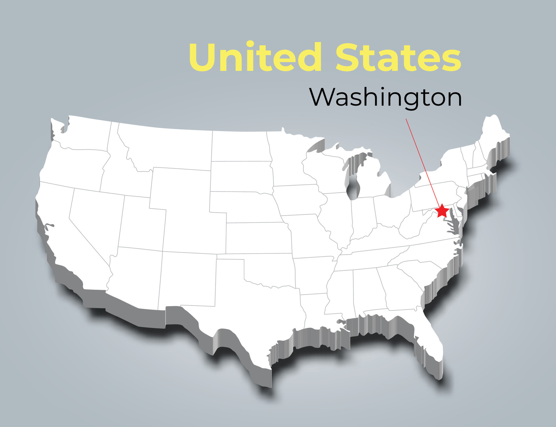 United states 3d map with borders of regions 28125505 Vector Art at