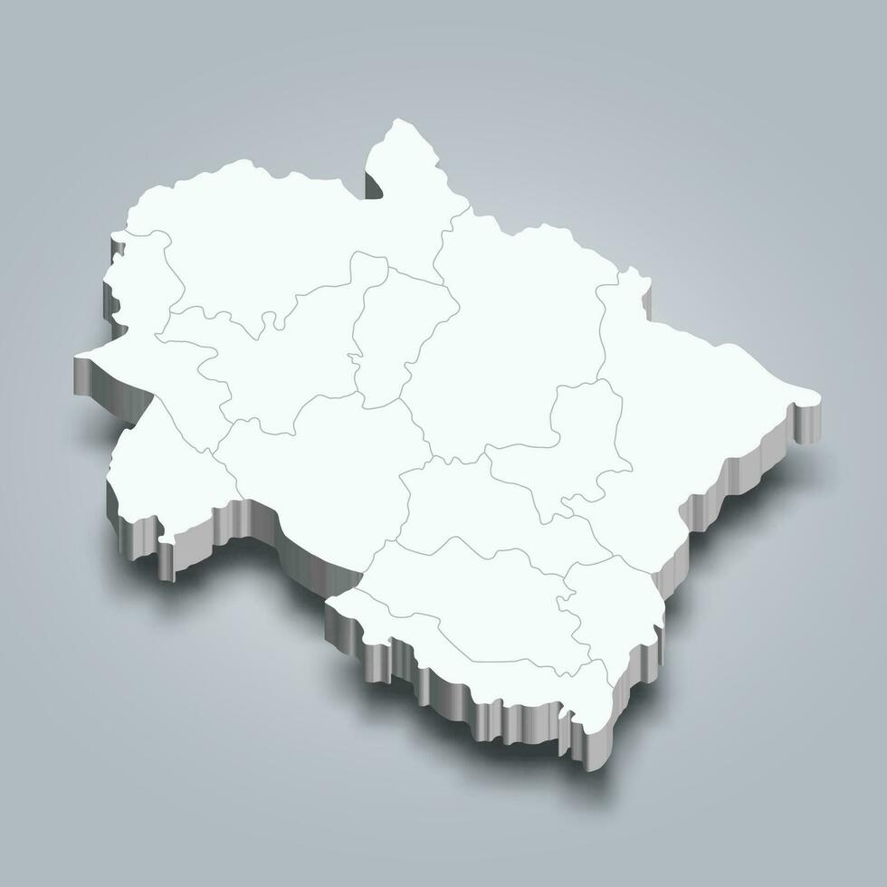 Uttarakhand 3d district map is a state of India vector