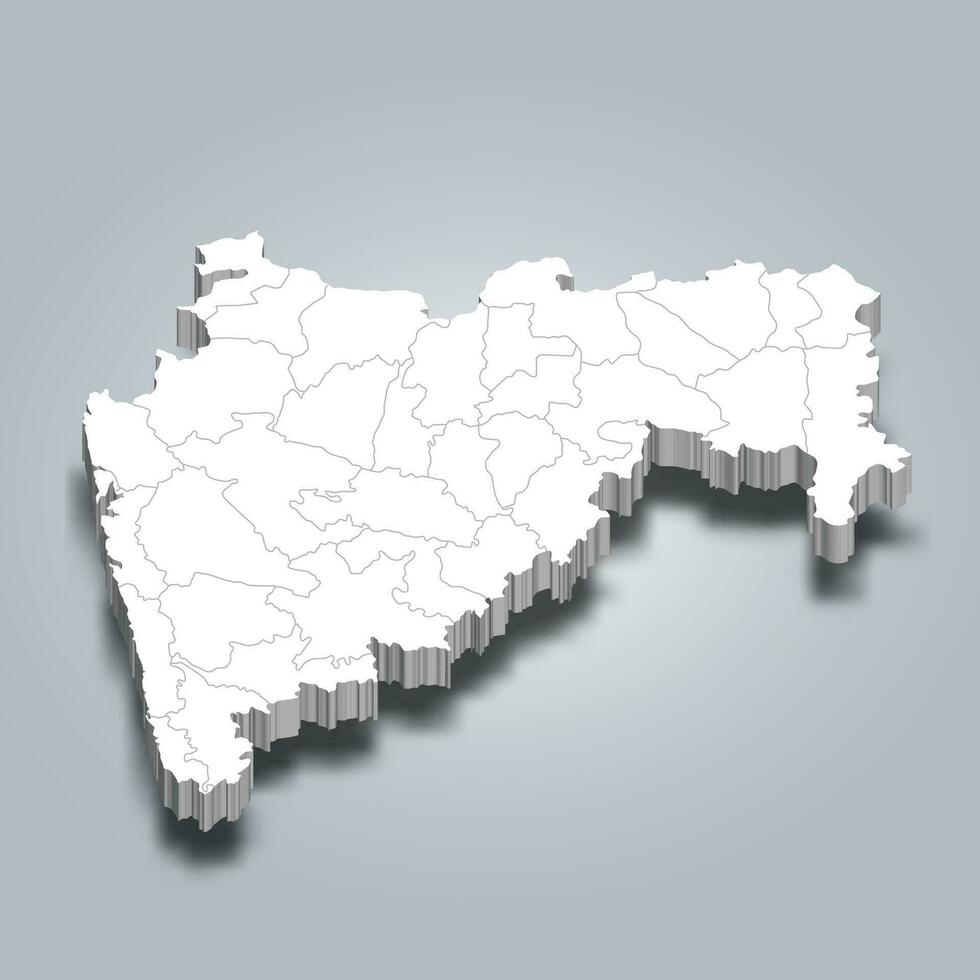 Maharashtra 3d district map is a state of India vector