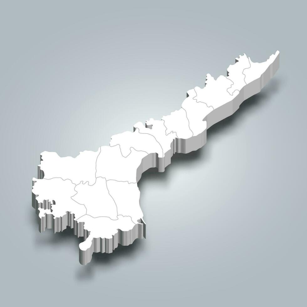 Andhra Pradesh 3d district map is a state of India vector