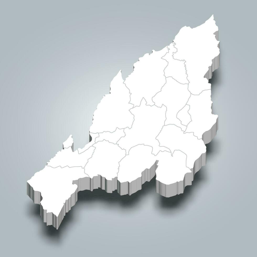 Nagaland 3d district map is a state of India vector