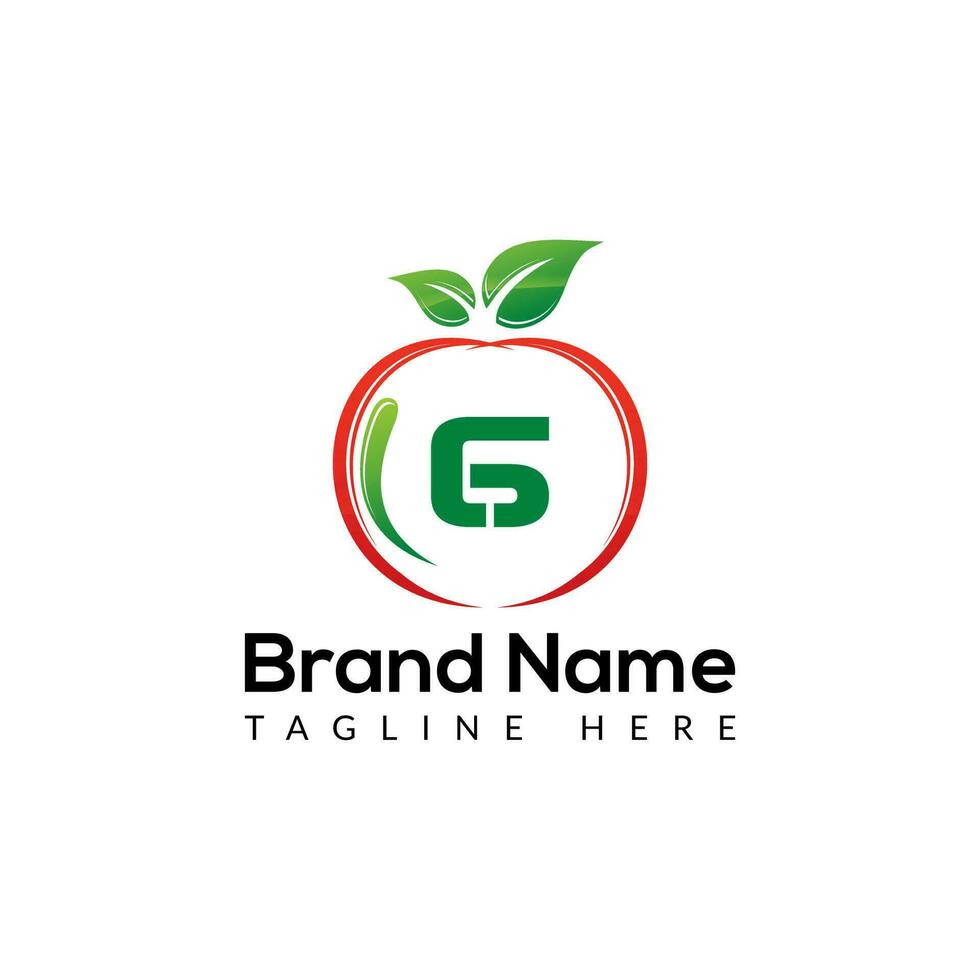 Apple Logo on Letter 6 Sign. Apple Icon with Logotype Concept vector