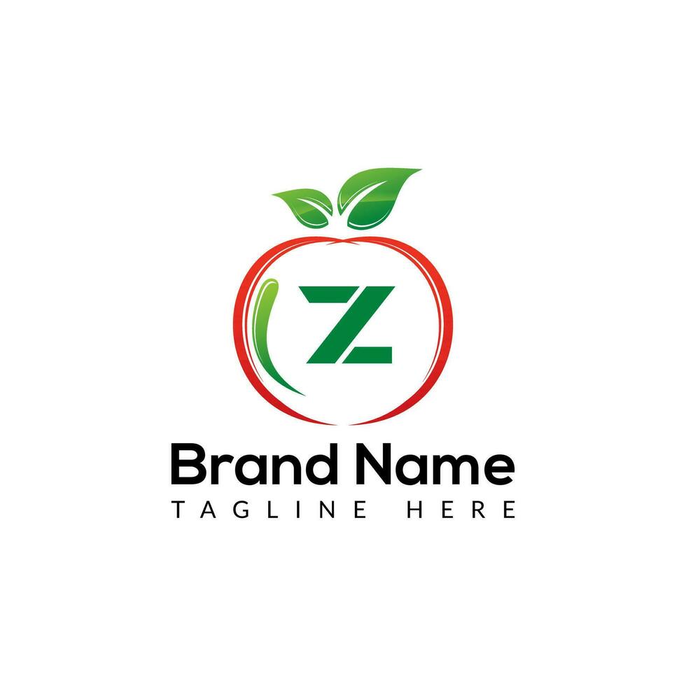 Apple Logo on Letter Z Sign. Apple Icon with Logotype Concept vector