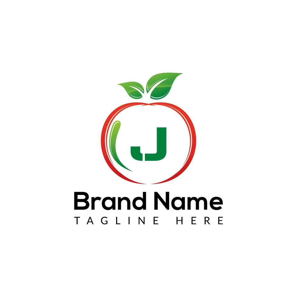 Apple Logo on Letter J Sign. Apple Icon with Logotype Concept vector