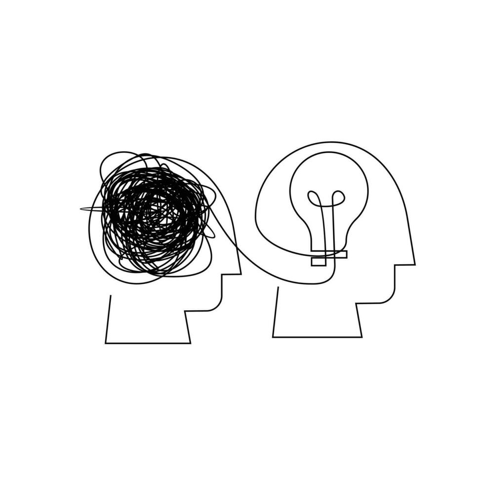 Mind Brain line illustration vector