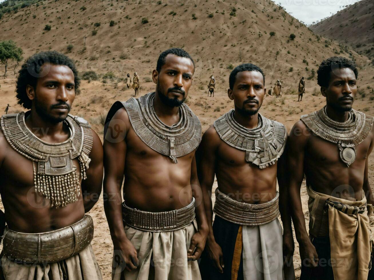 photo of african man tribal warriors with armor, generative AI