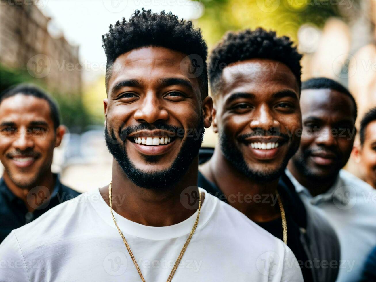 photo of group happy black strong man, generative AI