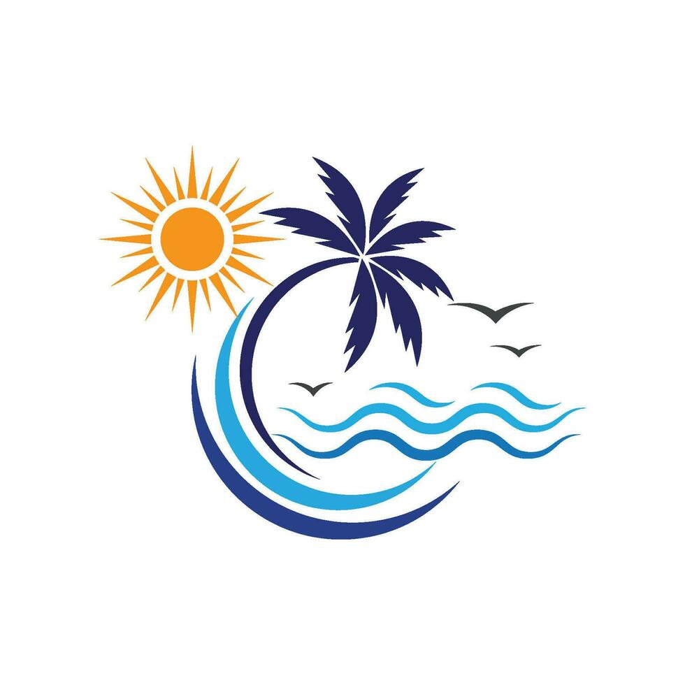 Palm tree summer logo template vector