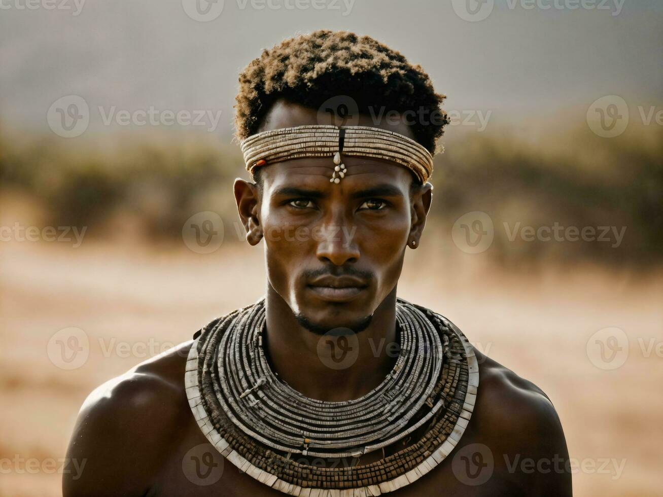 photo of african man tribal warriors with armor, generative AI