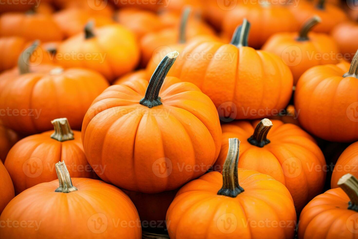 Several mini pumpkins at outdoor farmers market. Generative AI photo