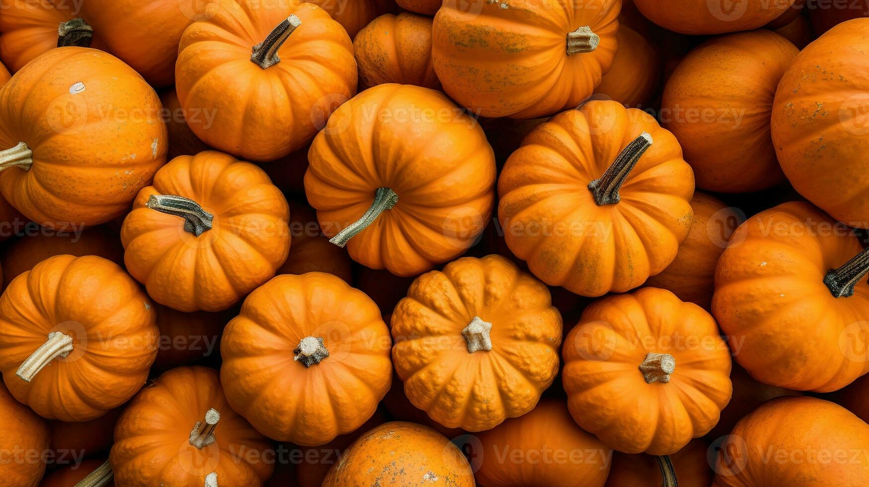 Several mini pumpkins at outdoor farmers market. Generative AI photo