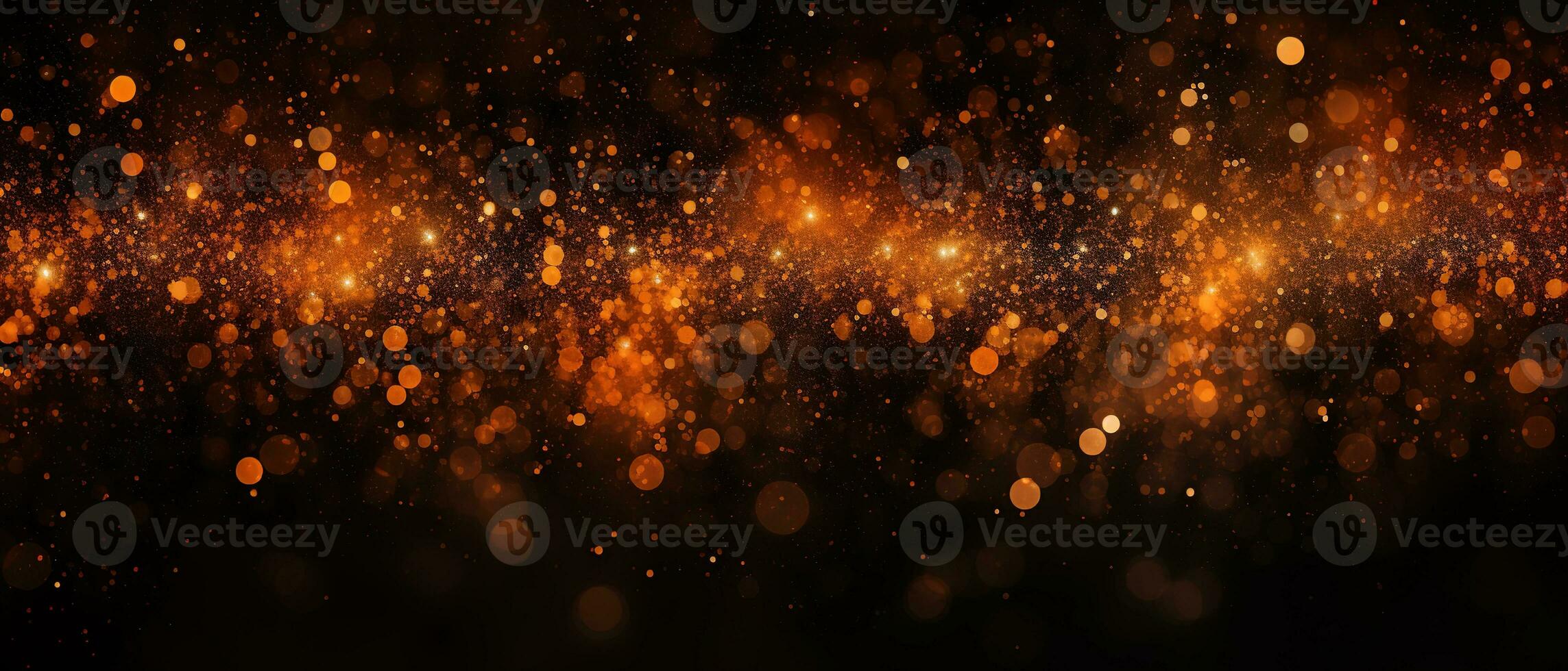 Abstract Halloween or Thanksgiving party invitation with glitter and sparkles on orange and black background. Generative AI photo