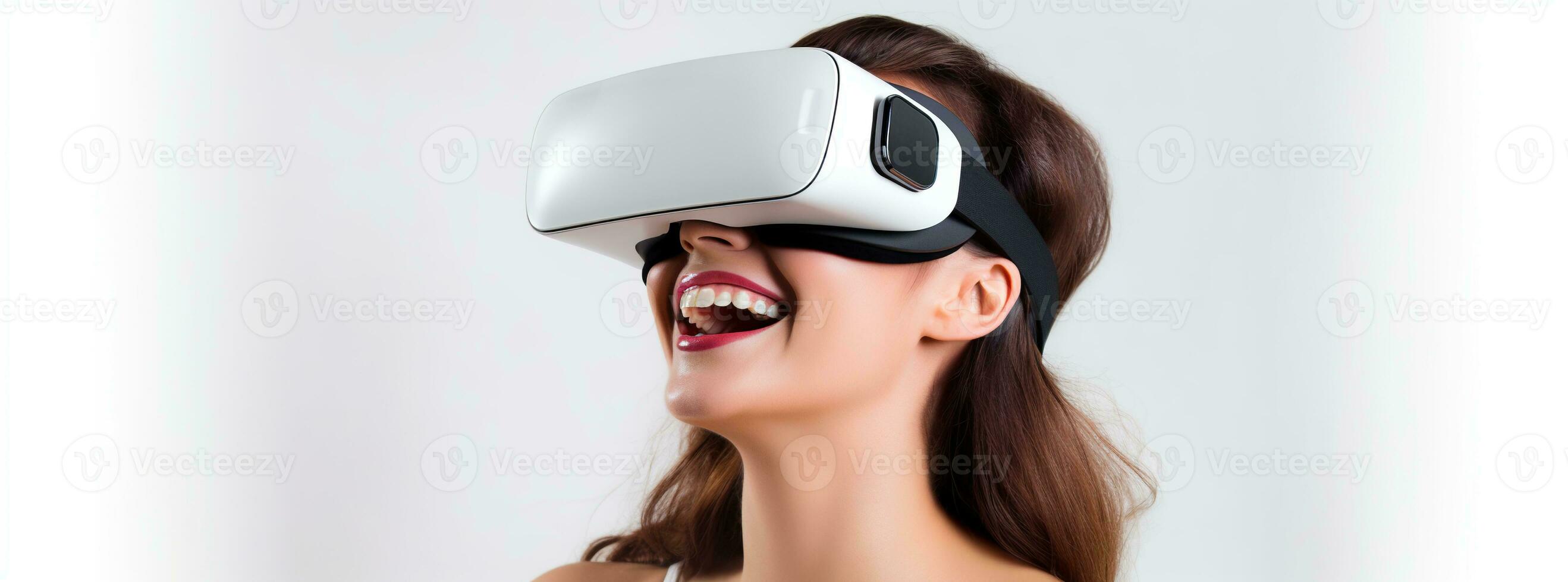 Illustration of a person wearing a virtual reality VR headset, AI Generated. photo