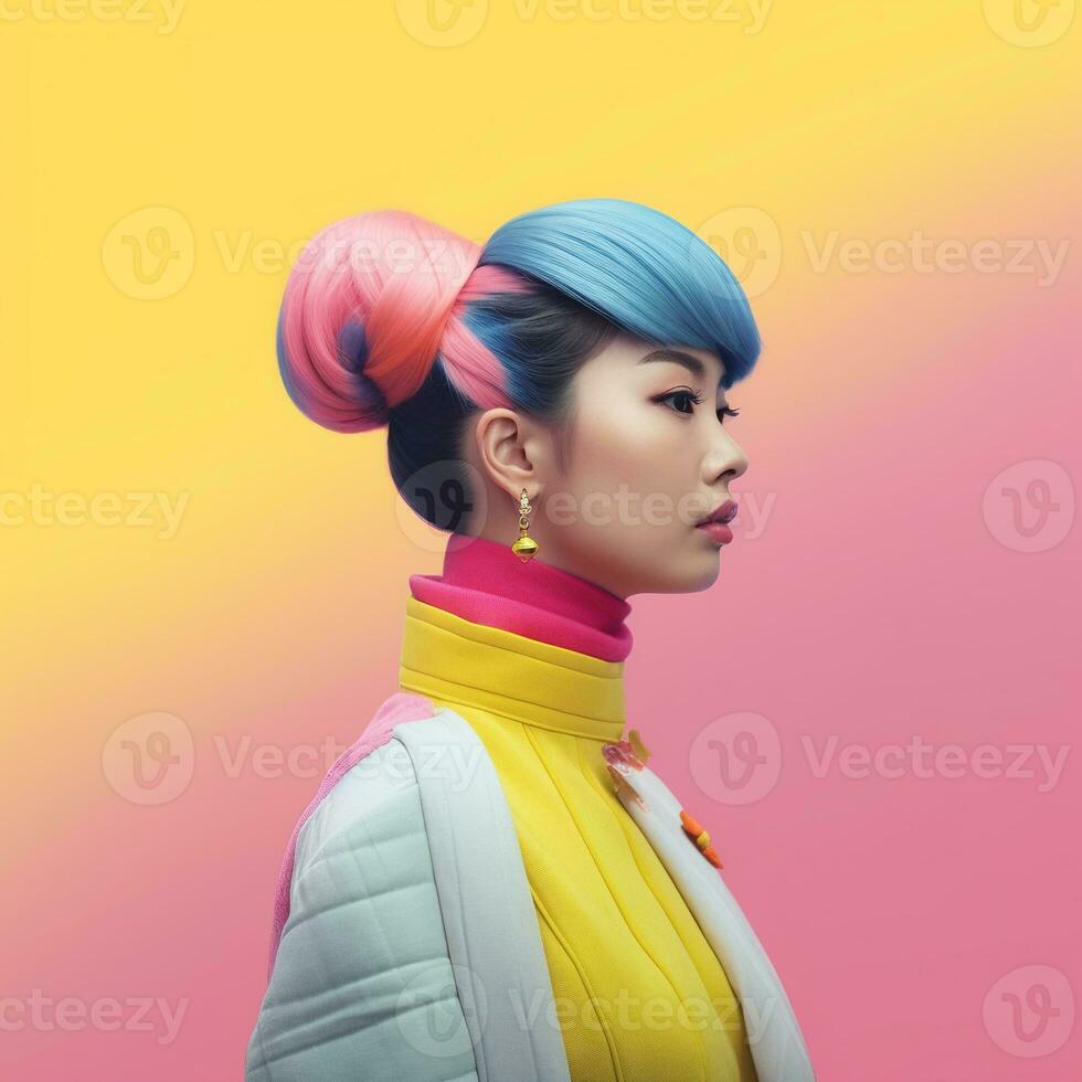 Illustration of a fashion portrait,  AI Generated photo