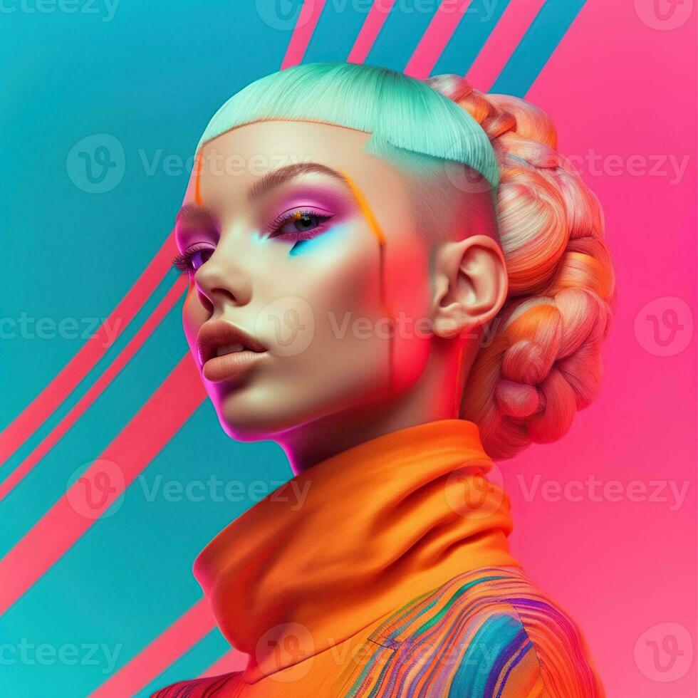 Illustration of a fashion portrait,  AI Generated photo