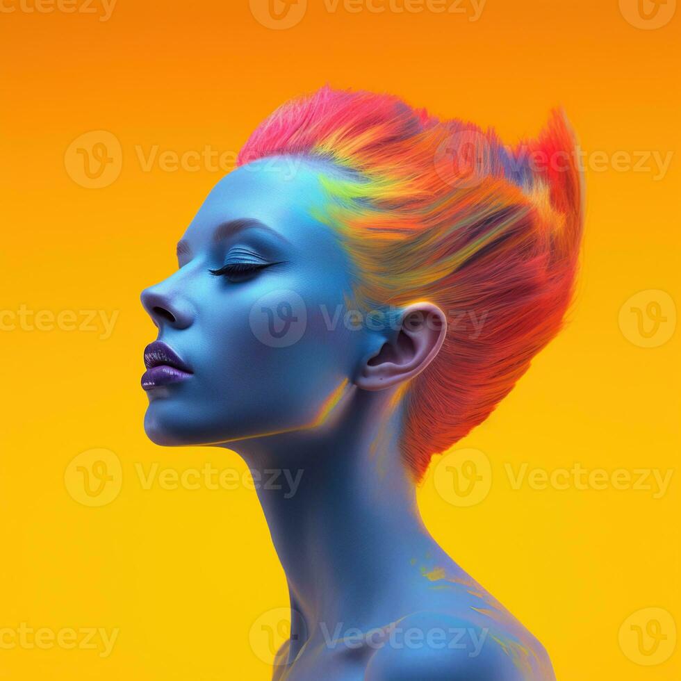 Illustration of a fashion portrait,  AI Generated photo