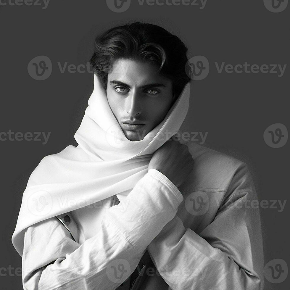 Illustration of a fashion portrait,  AI Generated photo