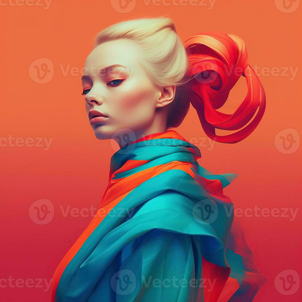Illustration of a fashion portrait,  AI Generated photo