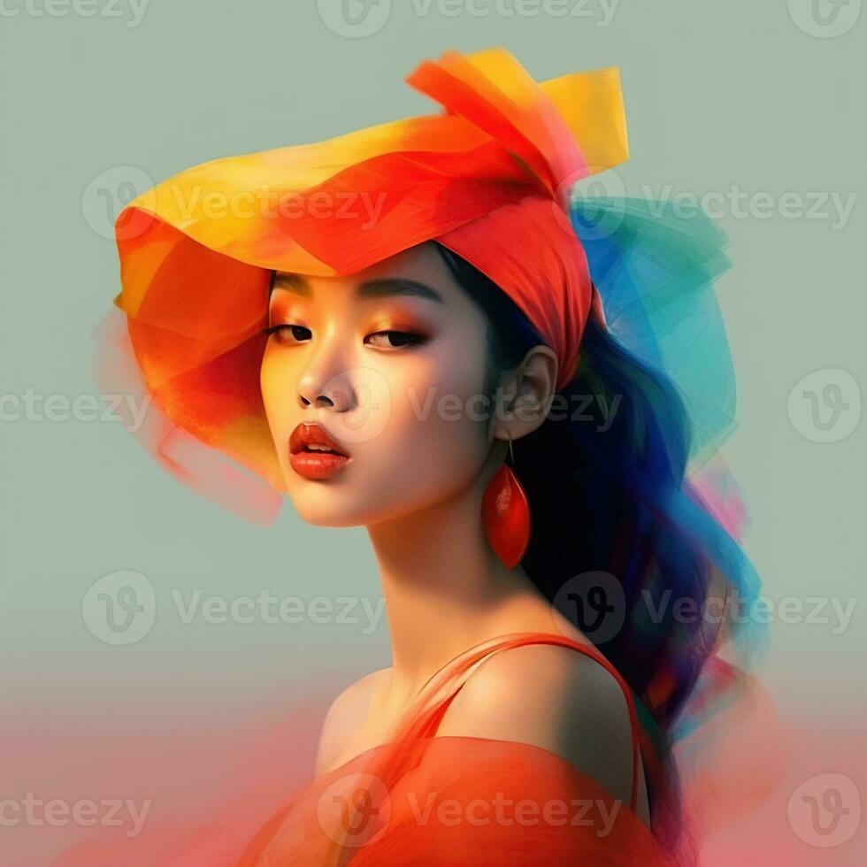 Illustration of a fashion portrait,  AI Generated photo