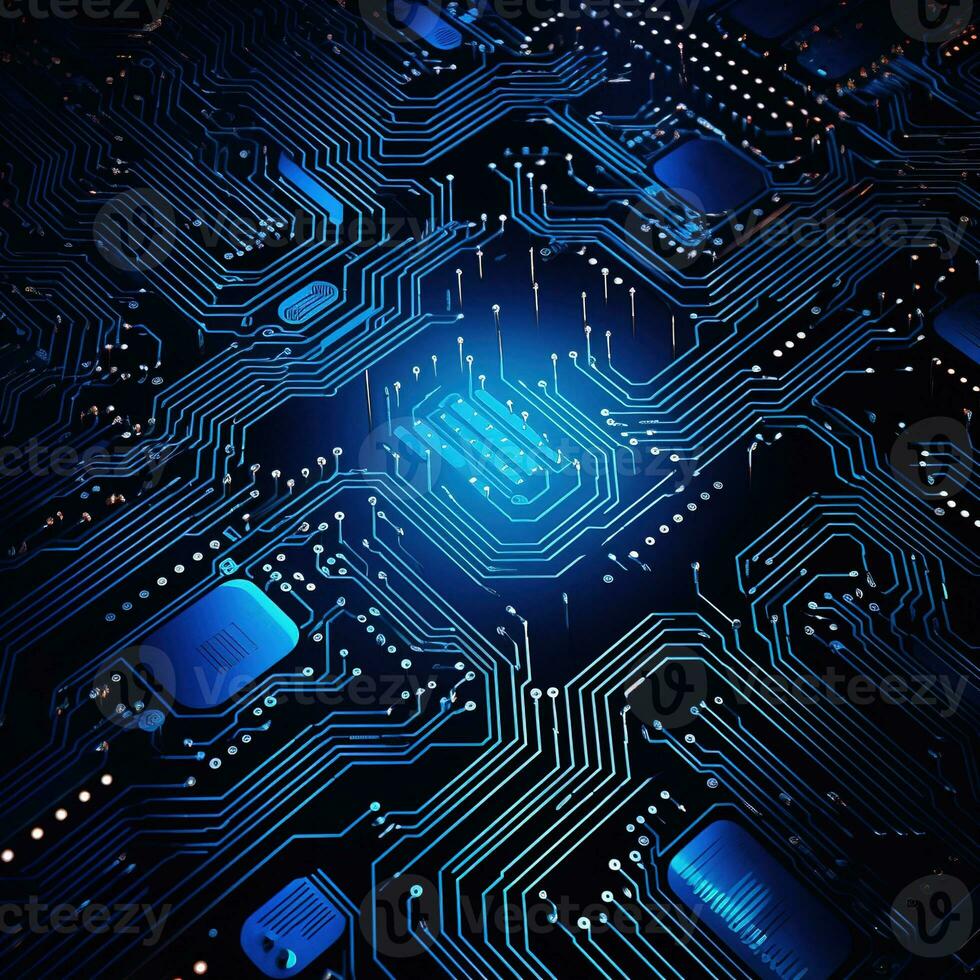 circuito tablero antecedentes con resumen tecnología chip procesador. central computadora procesadores UPC concepto. tarjeta madre digital chip. tecnología Ciencias antecedentes. generativo ai foto