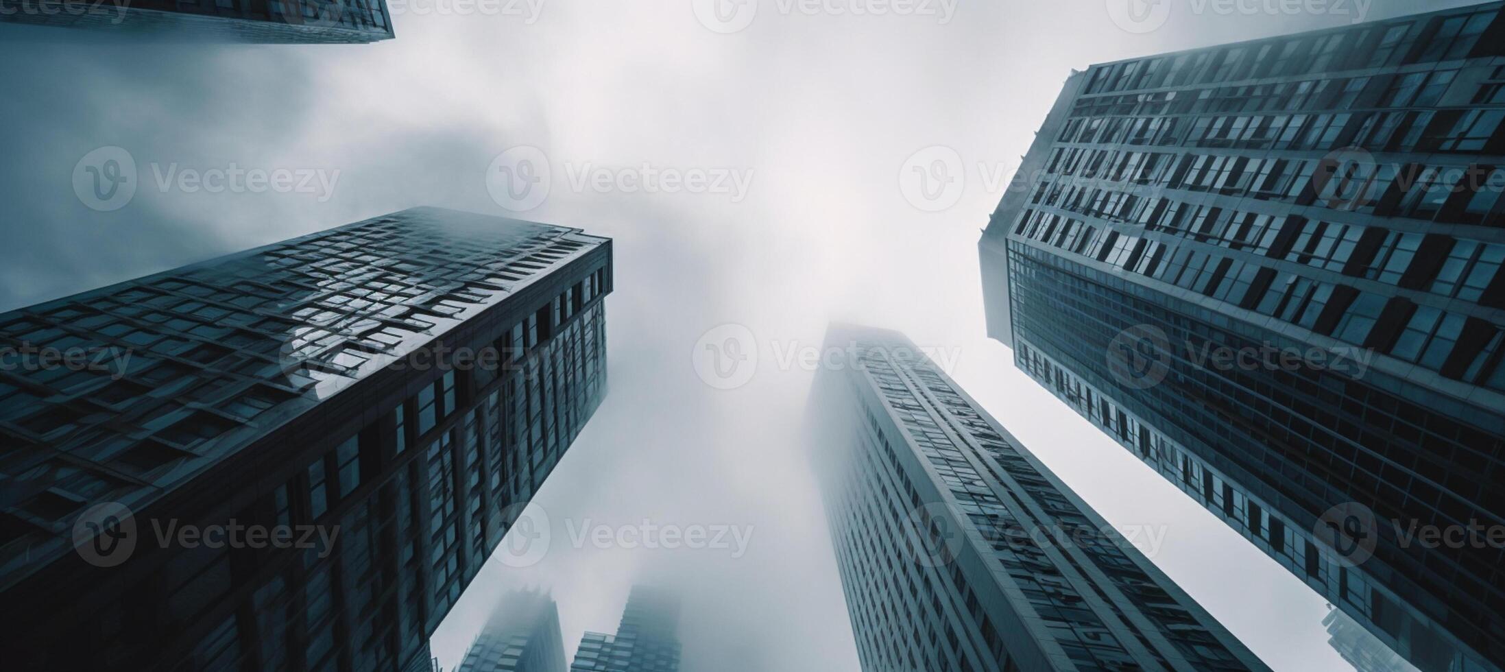 rayos de sol y urbano alturas - un negocio mundo en sombras de azul. generativo ai, foto