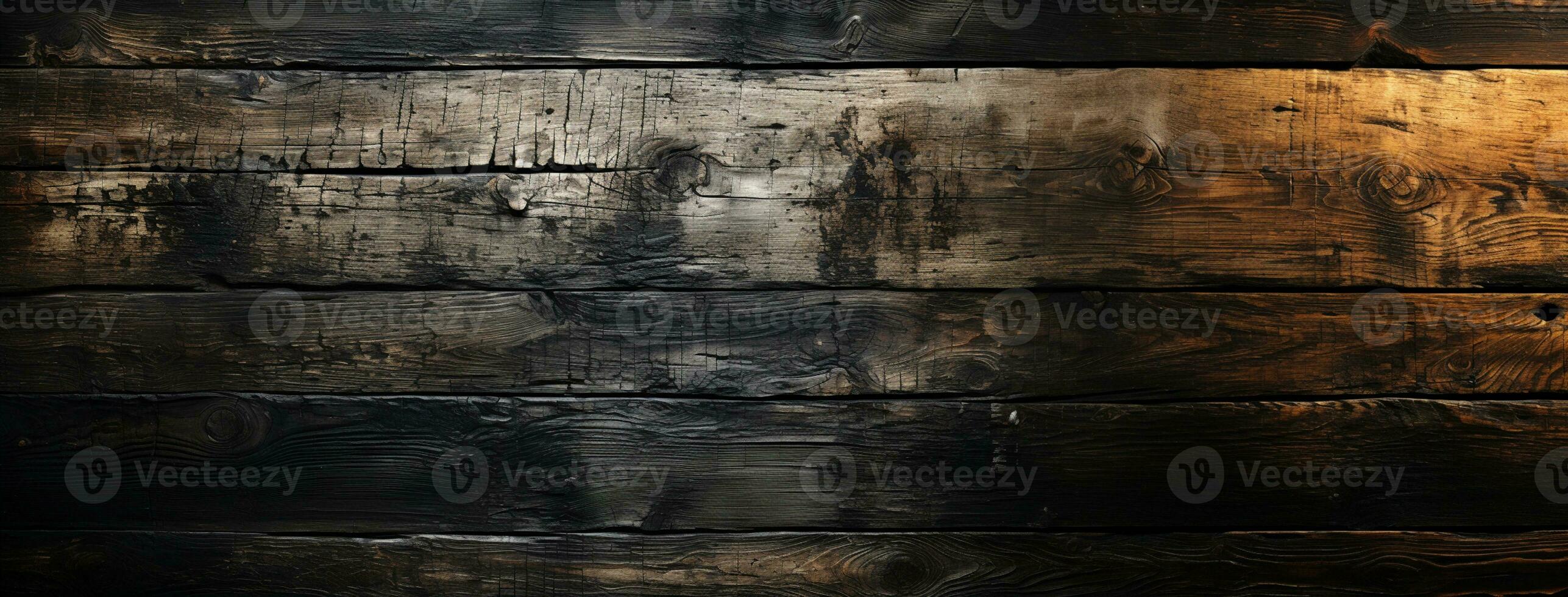 Rustic Elegance - Old Wood Texture Details with Burnt Touches on a Black Textured Background. generative AI, photo