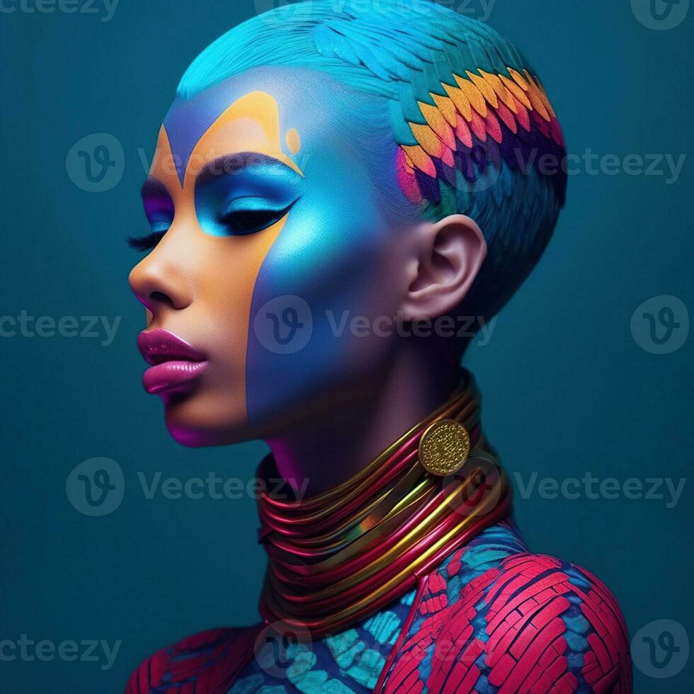 Illustration of a fashion portrait,  AI Generated photo