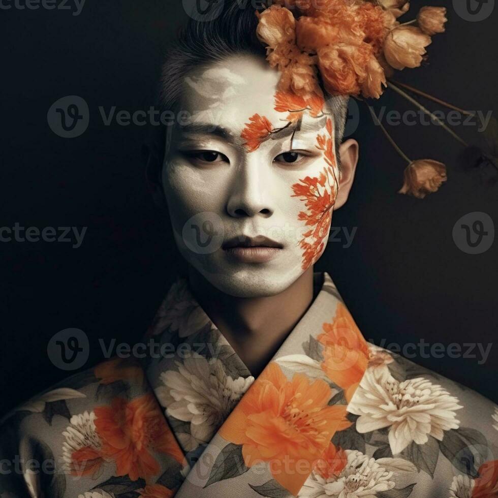 Illustration of a fashion portrait,  AI Generated photo