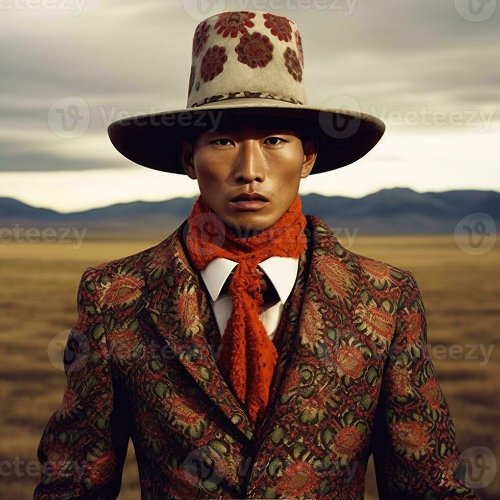 Illustration of a fashion portrait,  AI Generated photo