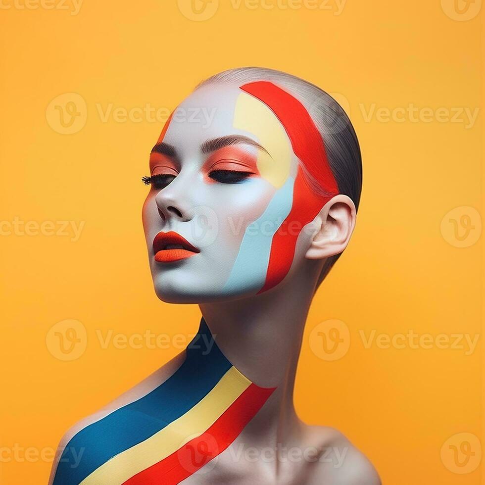 Illustration of a fashion portrait,  AI Generated photo