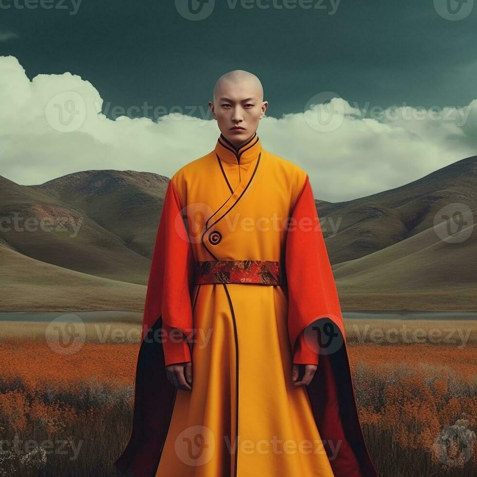 Illustration of a fashion portrait,  AI Generated photo