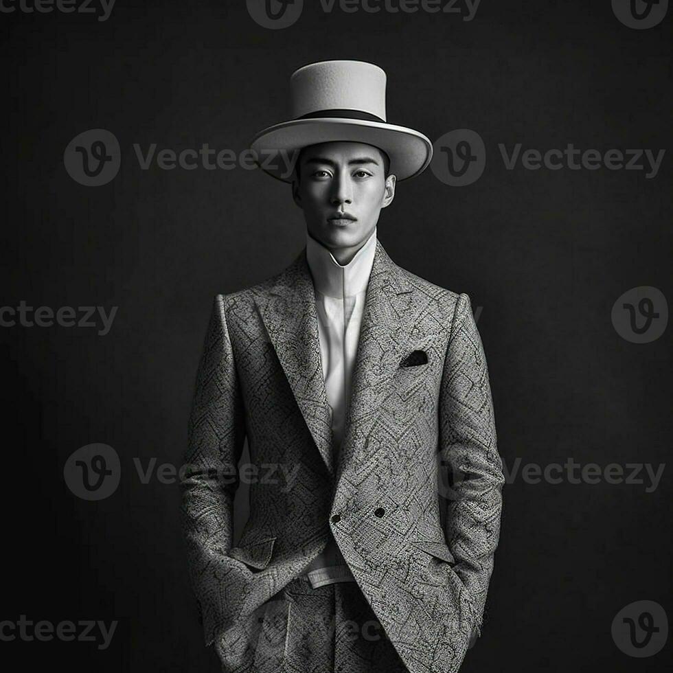 Illustration of a fashion portrait,  AI Generated photo