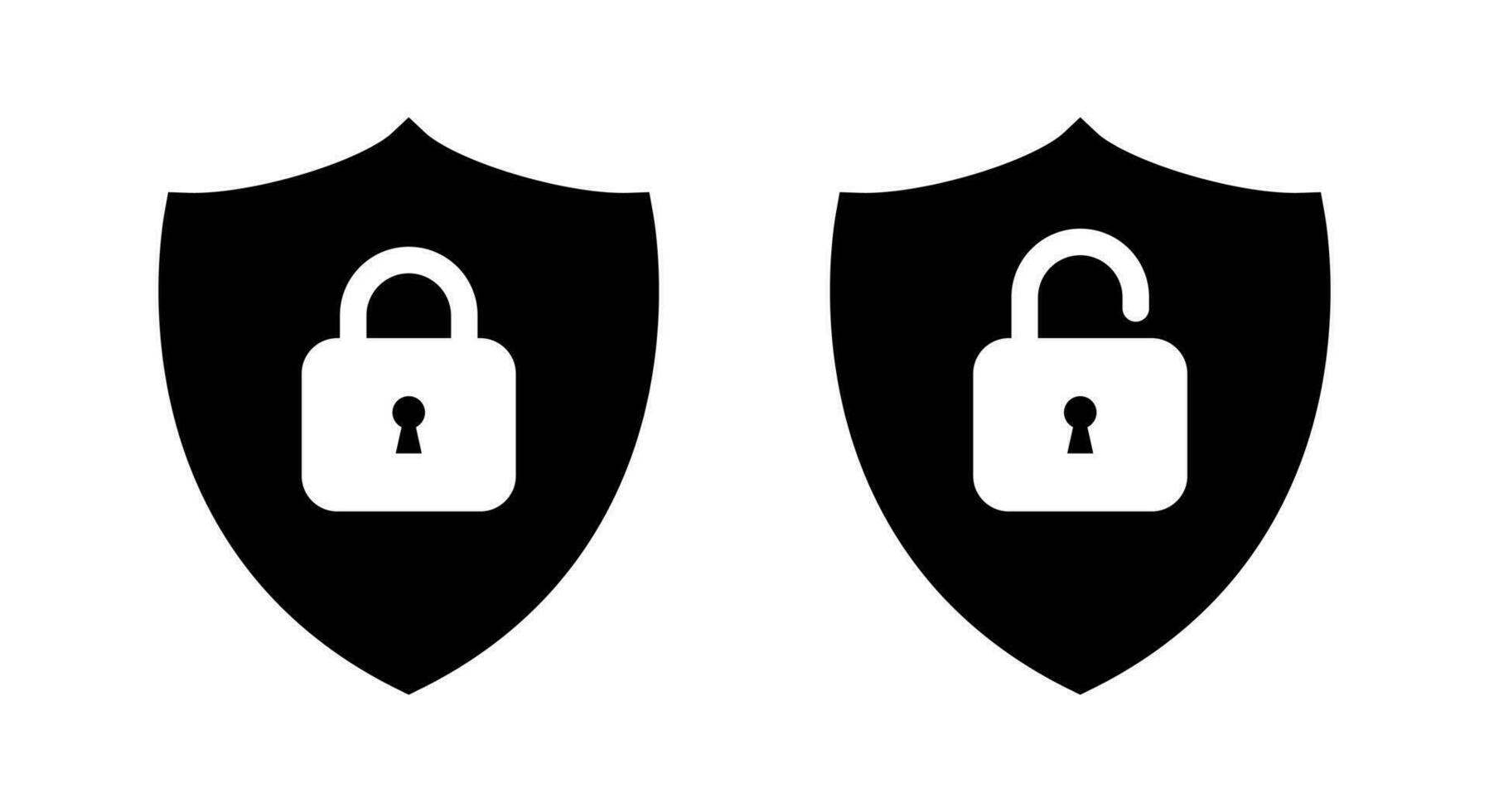 Protect, shield protection icon vector in flat style. Lock and unlock security defense sign symbol