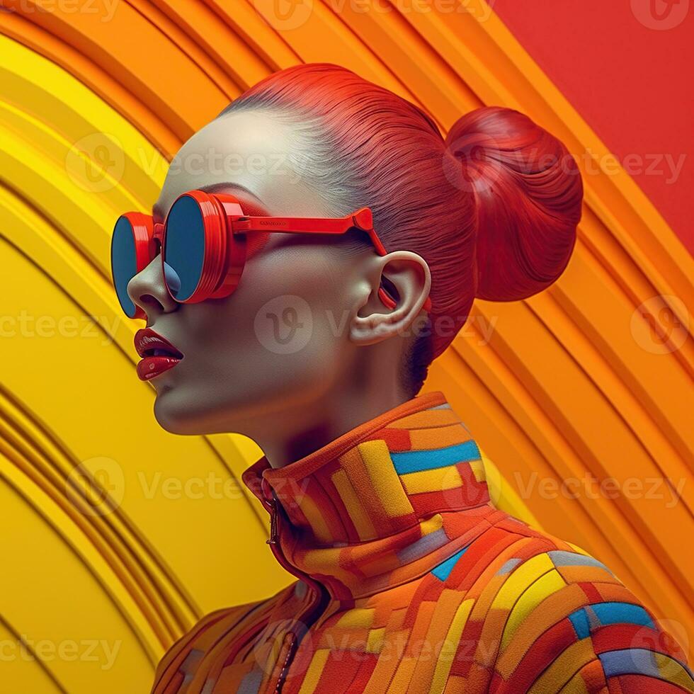 Illustration of a fashion portrait,  AI Generated photo