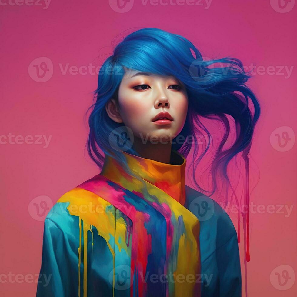Illustration of a fashion portrait,  AI Generated photo