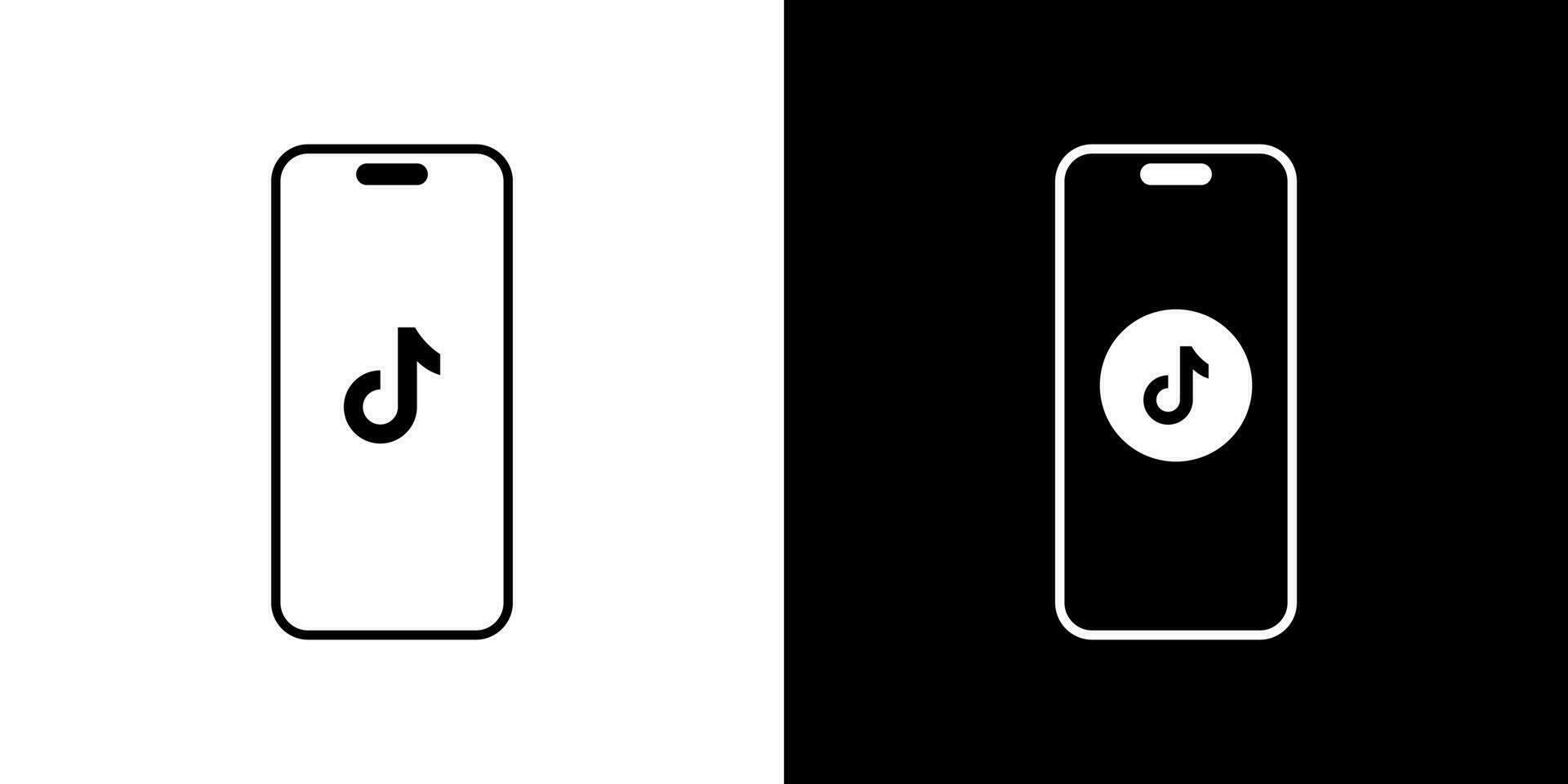Tiktok logo icon on screen smartphone. Vector illustration