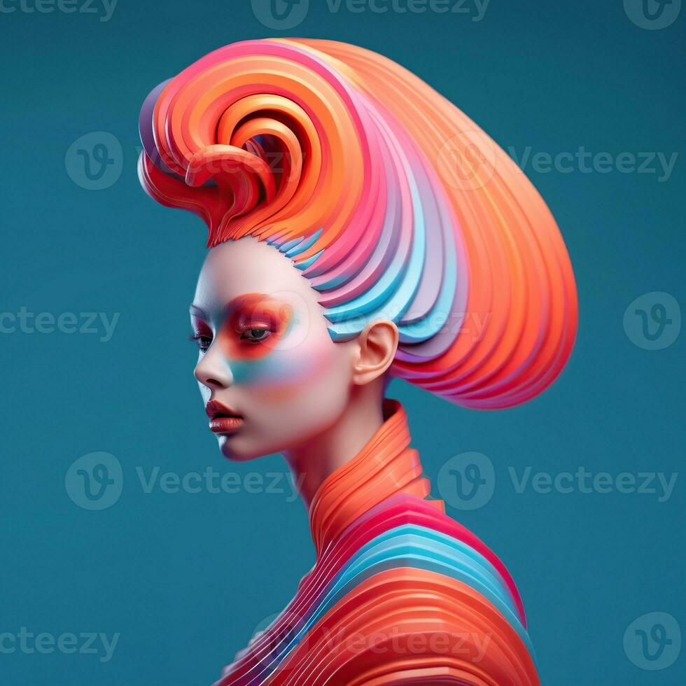 Illustration of a fashion portrait,  AI Generated photo