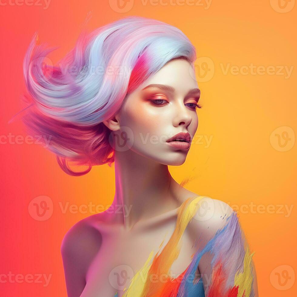 Illustration of a fashion portrait,  AI Generated photo