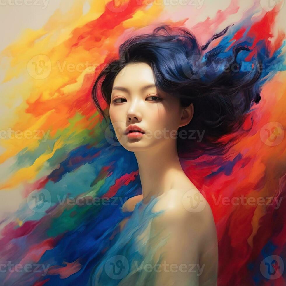 Illustration of a fashion portrait,  AI Generated photo