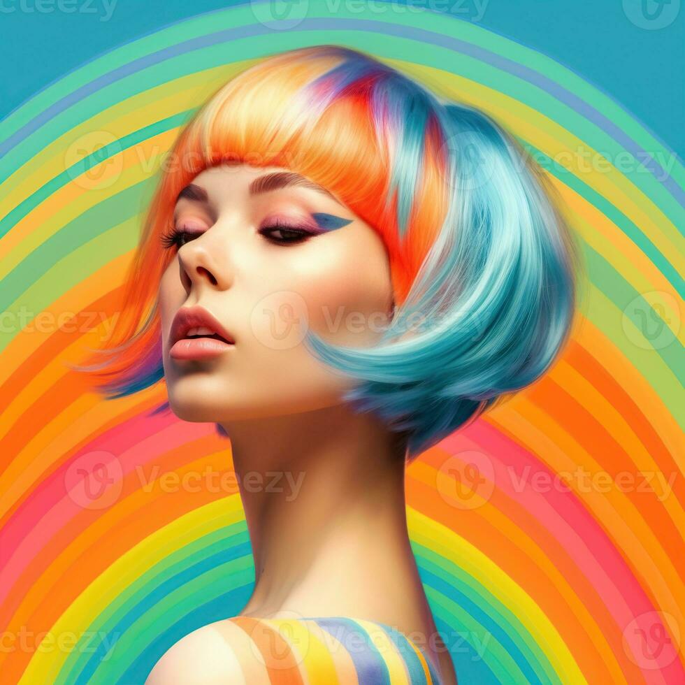 Illustration of a fashion portrait,  AI Generated photo