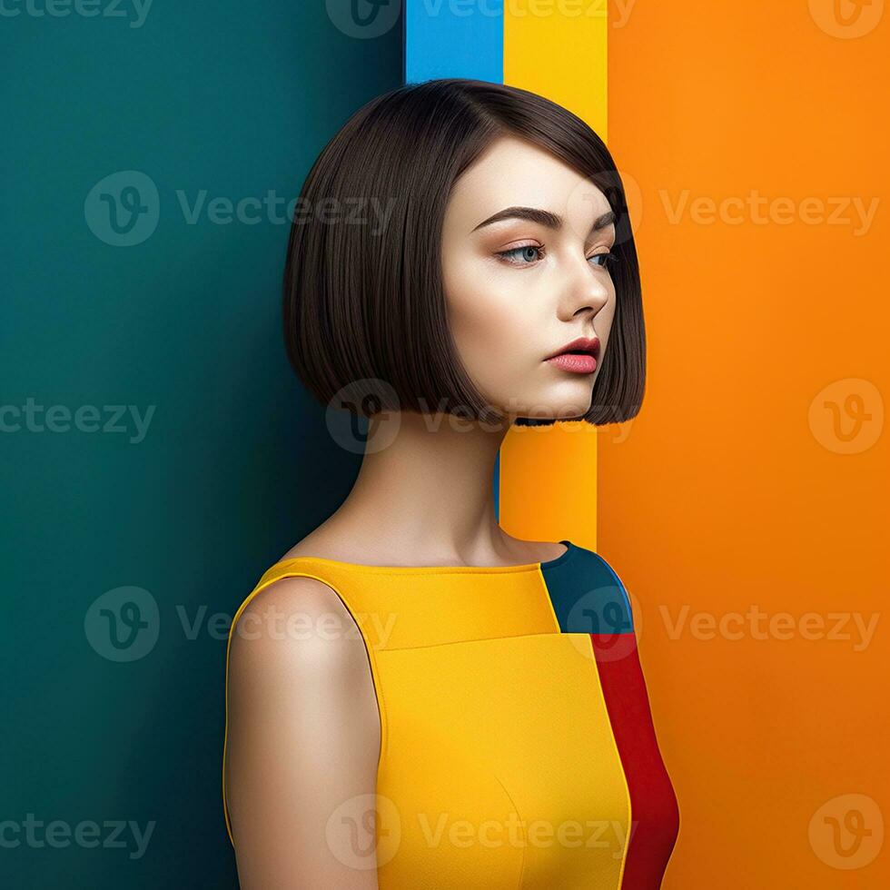 Illustration of a fashion portrait,  AI Generated photo
