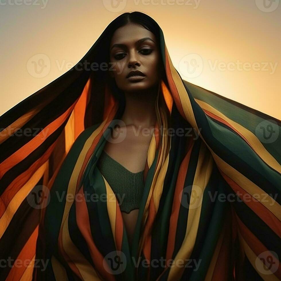 Illustration of a fashion portrait AI Generated photo